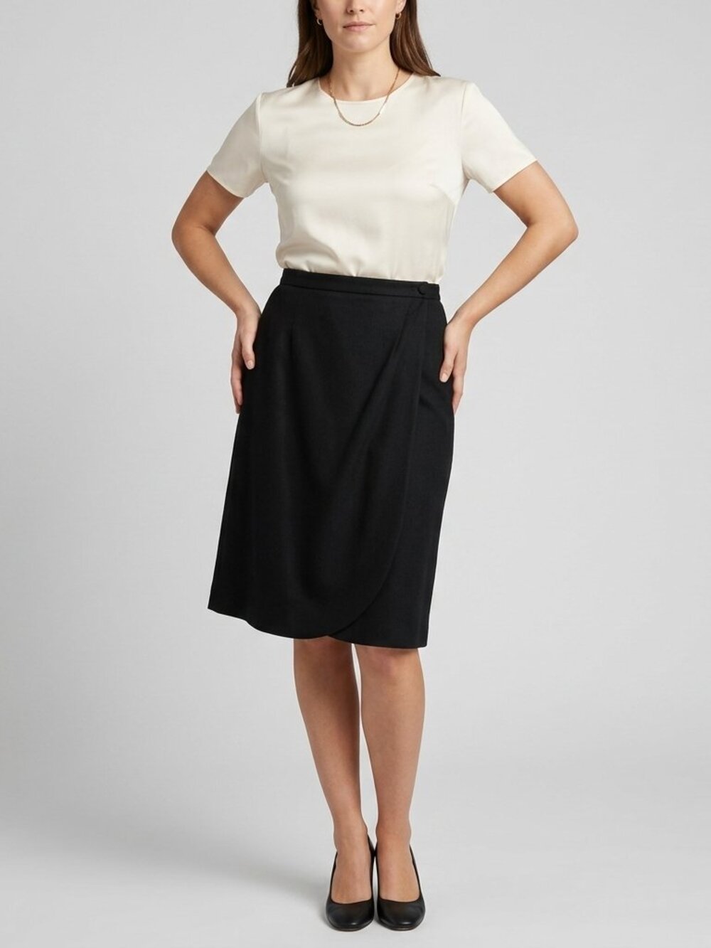Charter Club Black Wrap Skirt Size 8 – Quiet Luxury Careerwear, Lined, Vintage